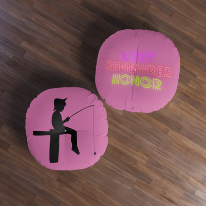 Tufted Floor Pillow, Round: Fishing Lite Pink