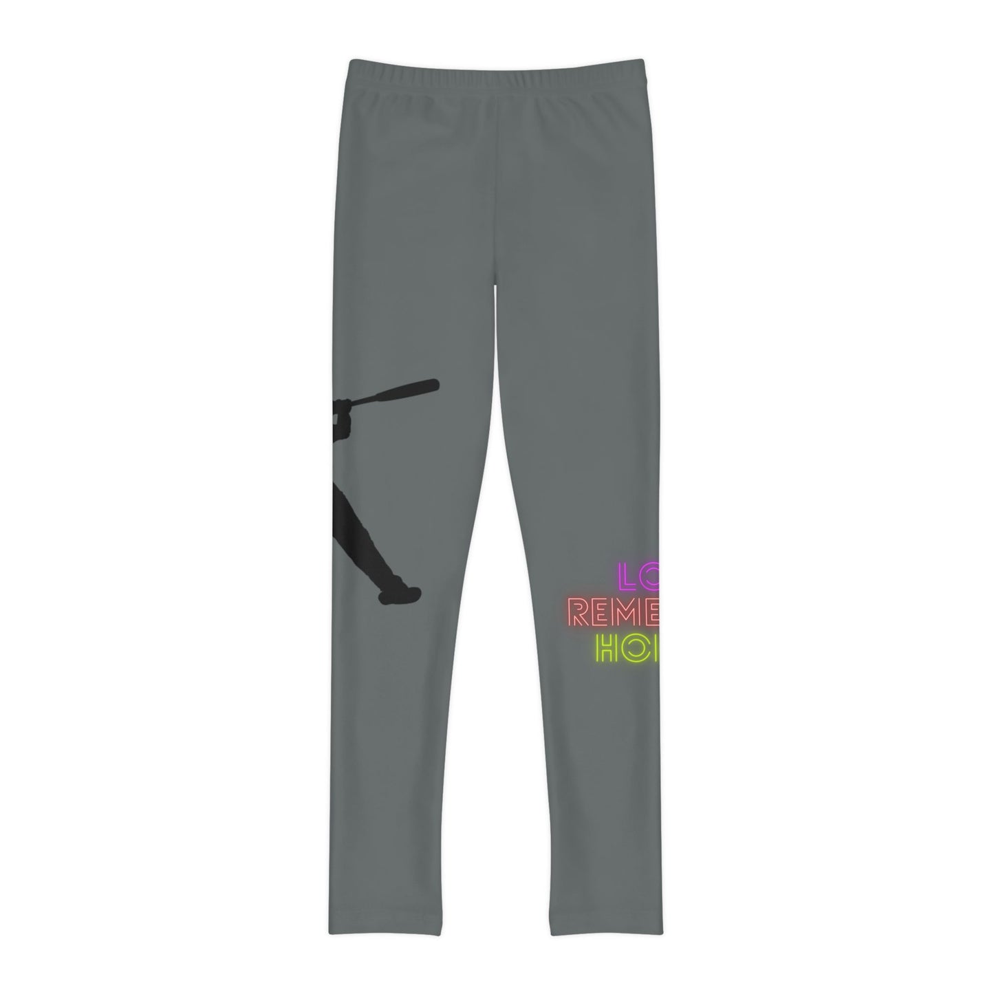 Youth Full-Length Leggings: Baseball Dark Grey