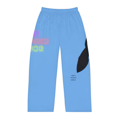 Men's Pajama Pants: Crazy Penguin World Logo Lite Blue