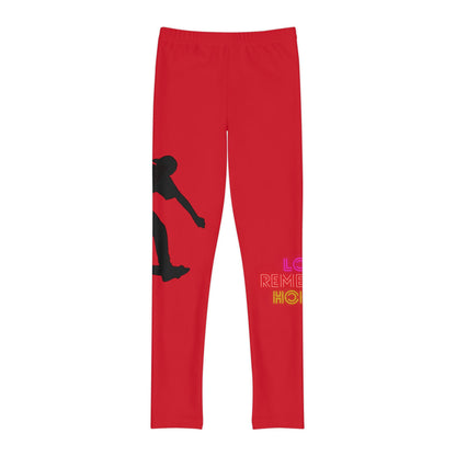 Youth Full-Length Leggings: Skateboarding Dark Red