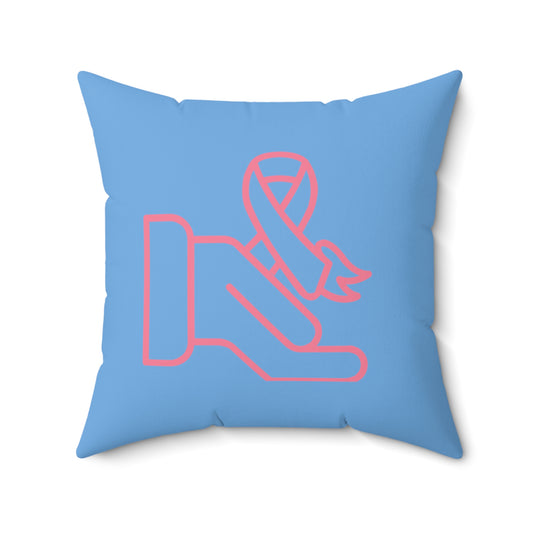 Spun Polyester Square Pillow: Fight Cancer Lite Blue