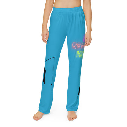 Kids Pajama Pants: Fishing Turquoise