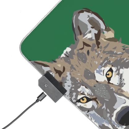 LED Gaming Mouse Pad: Wolves Dark Green