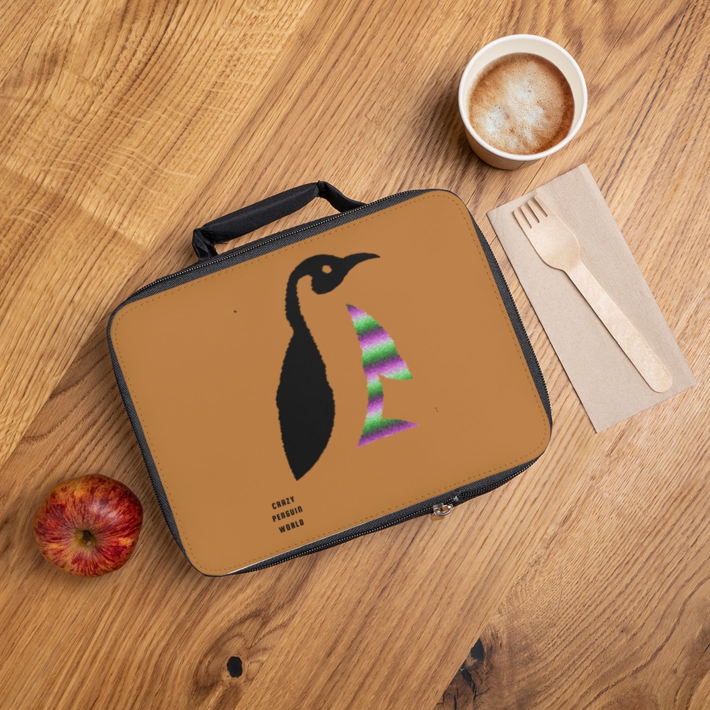 Lunch Bag: Crazy Penguin World Logo Lite Brown