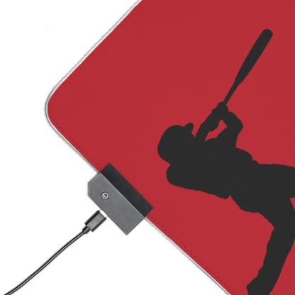 LED Gaming Mouse Pad: Baseball Dark Red