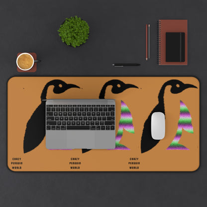 Desk Mat: Crazy Penguin World Logo Lite Brown