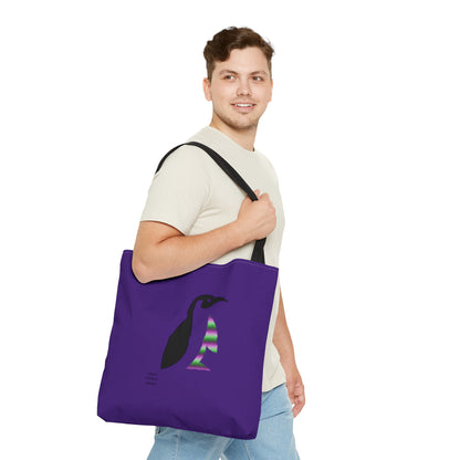 Tote Bag: Crazy Penguin World Logo Purple