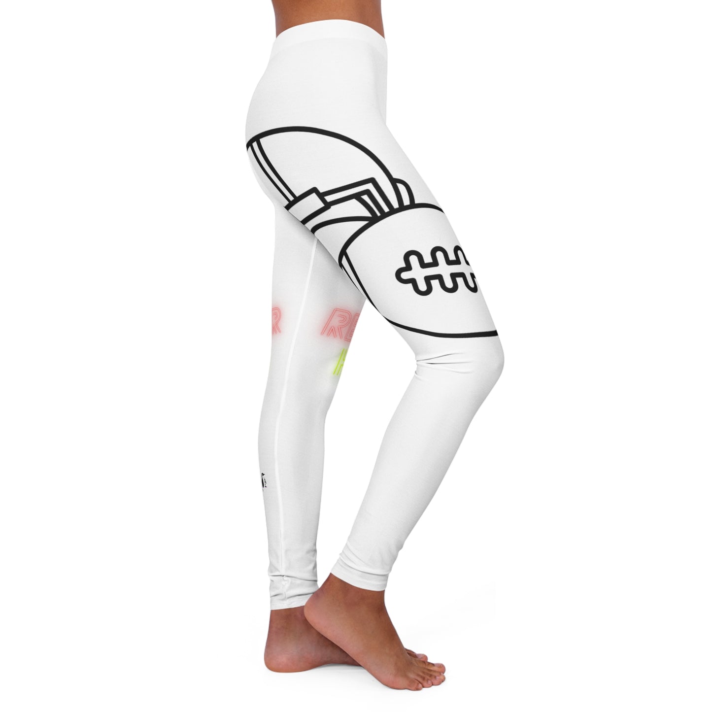 Women's Spandex Leggings: Football White