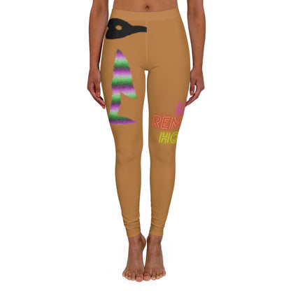 Women's Spandex Leggings: Crazy Penguin World Logo Lite Brown