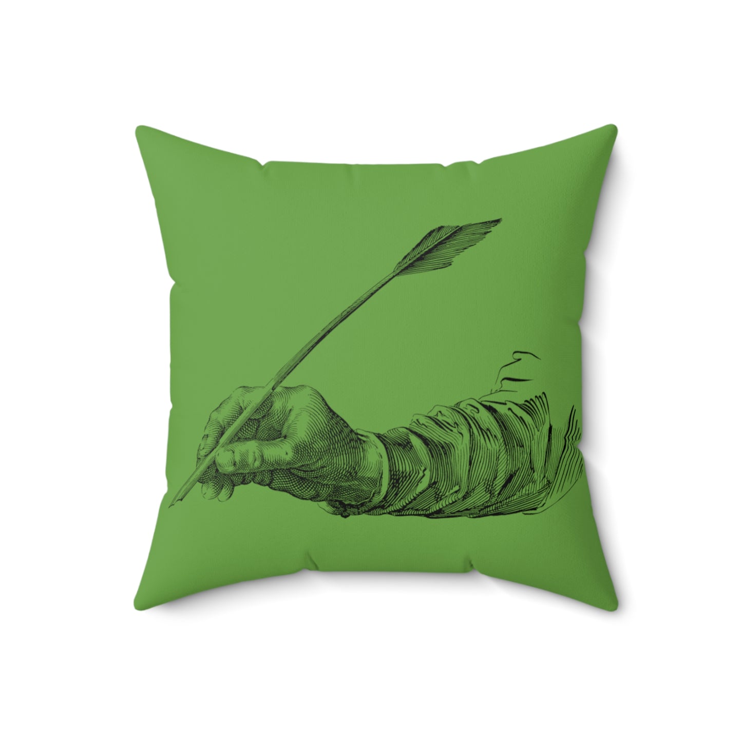Spun Polyester Square Pillow: Writing Green