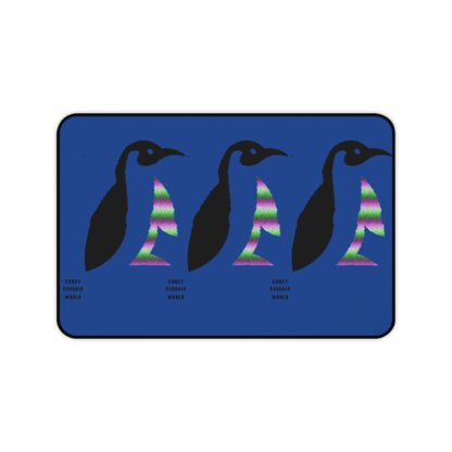 Desk Mat: Crazy Penguin World Logo Dark Blue