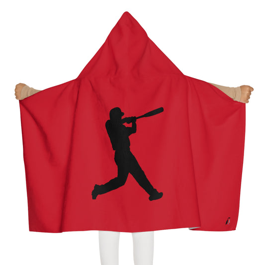 Youth Hooded Towel: Baseball Dark Red