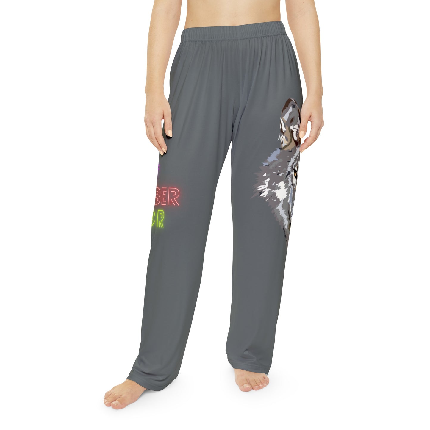 Pambabaeng Pajama Pants: Wolves Dark Grey 