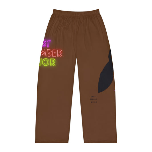 Men's Pajama Pants: Crazy Penguin World Logo Brown