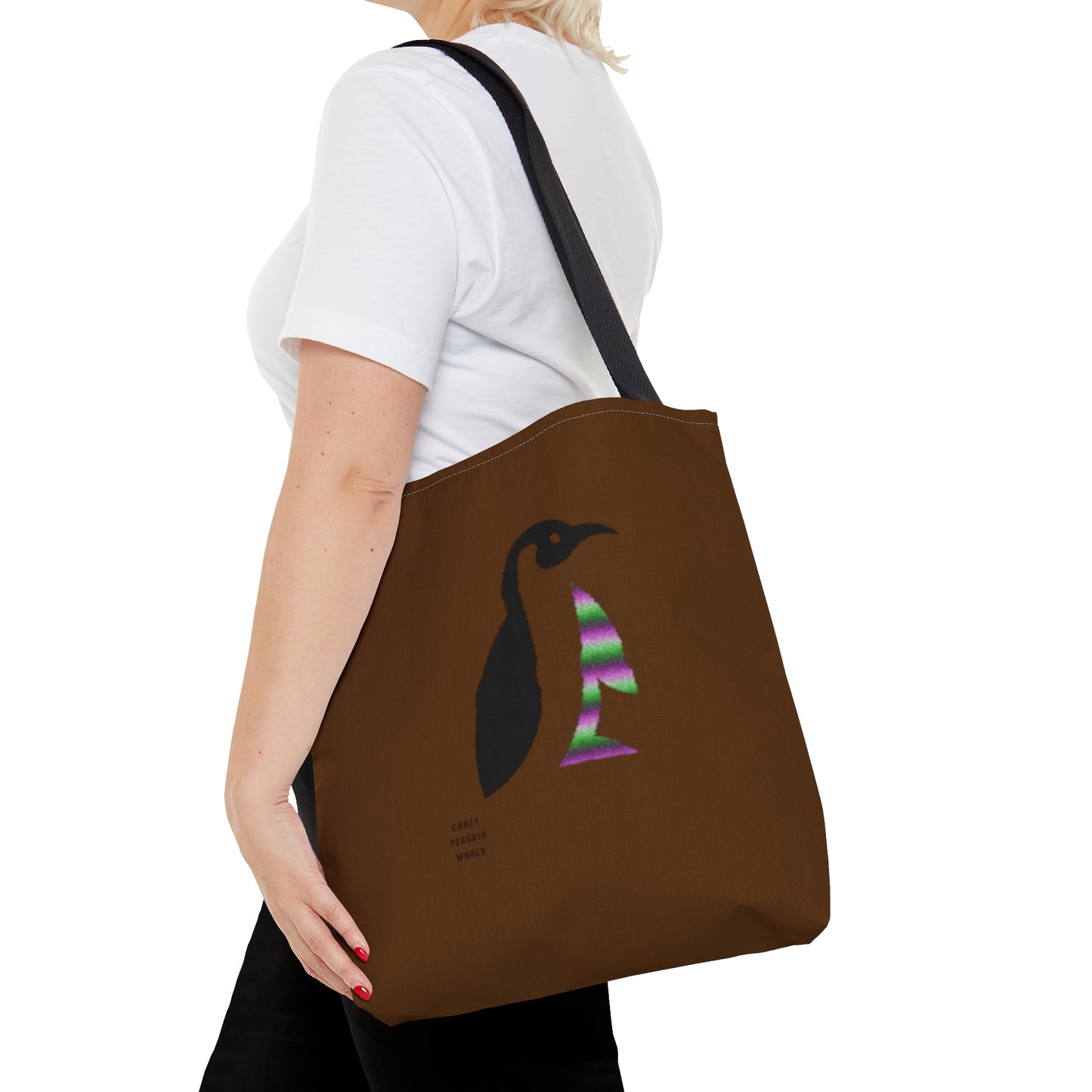 Tote Bag: Crazy Penguin World Logo Brown