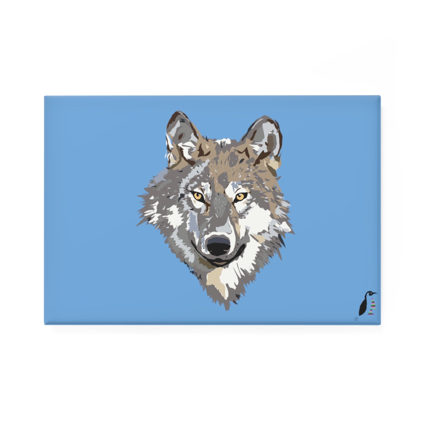 Button Magnet, Rectangle (1 & 10 pcs): Wolves Lite Blue