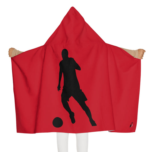 Youth Hooded Towel: Soccer Dark Red