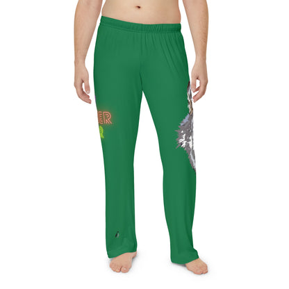 Men's Pajama Pants: Wolves Dark Green