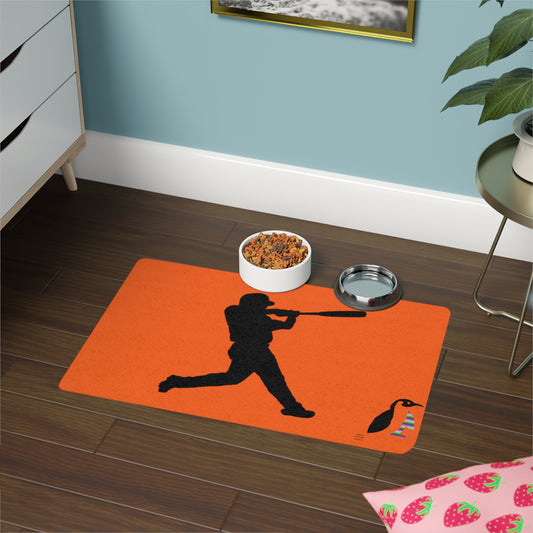Pet Food Mat: Baseball Orange
