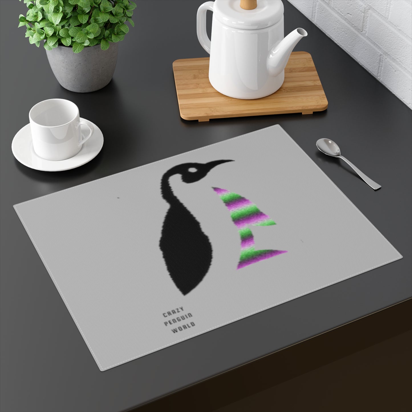 Placemat, 1pc: Crazy Penguin World Logo Lite Grey