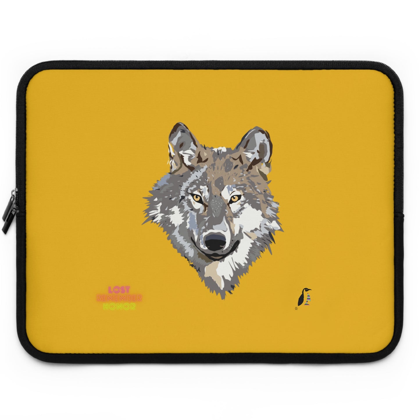 Laptop Sleeve: Wolves Yellow