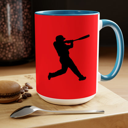 Two-Tone Coffee Mugs, 15oz: Baseball Red