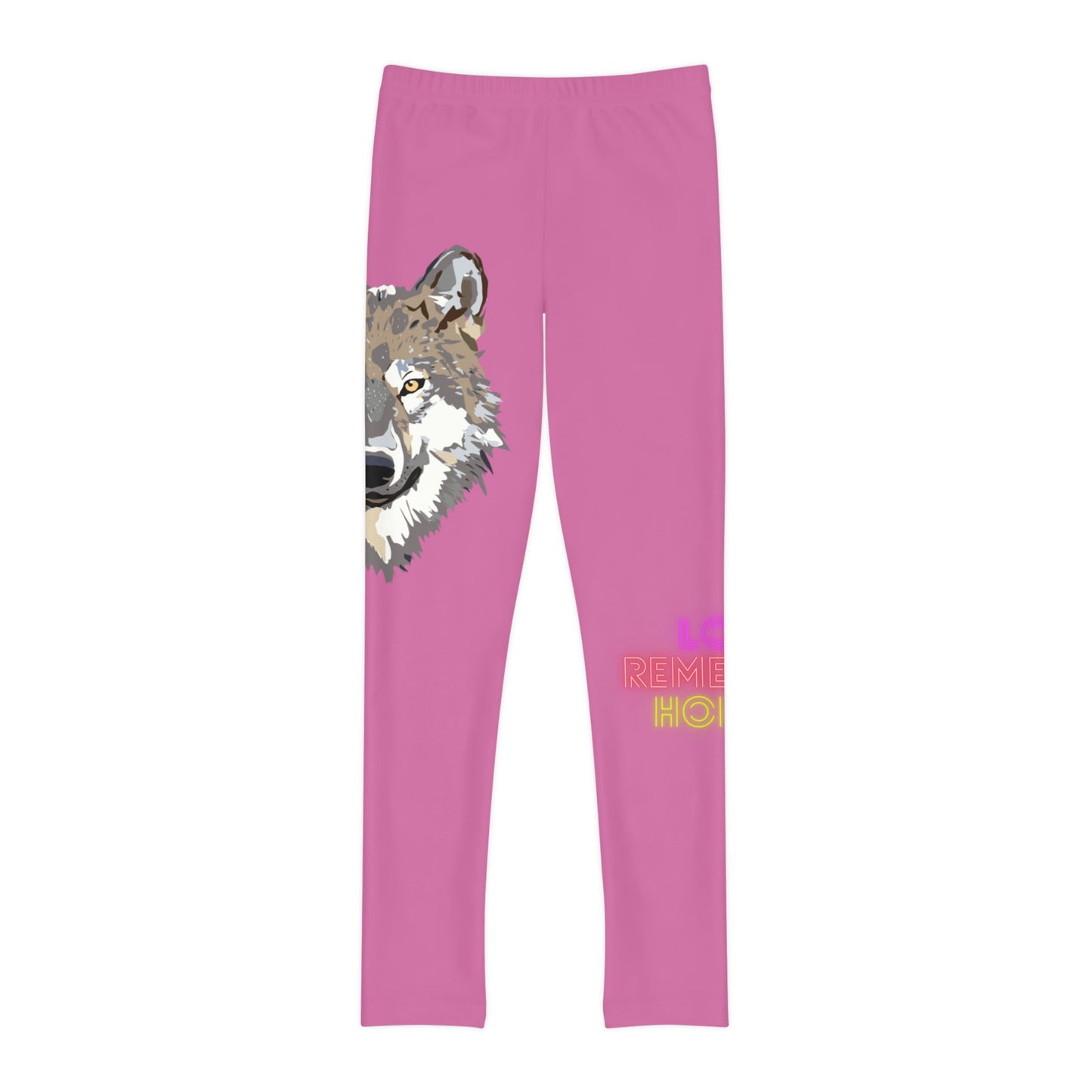 Youth Full-Length Leggings: Wolves Lite Pink