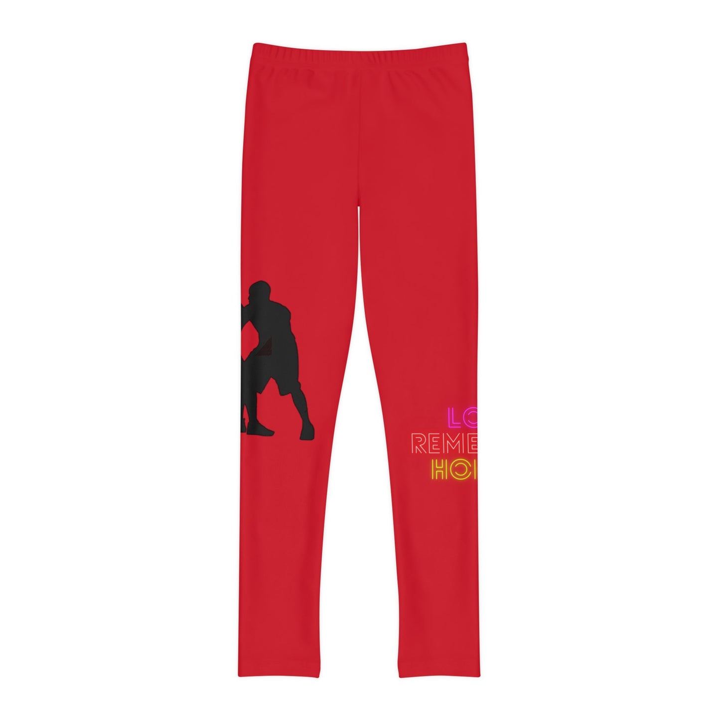 Youth Full-Length Leggings: Basketball Dark Red