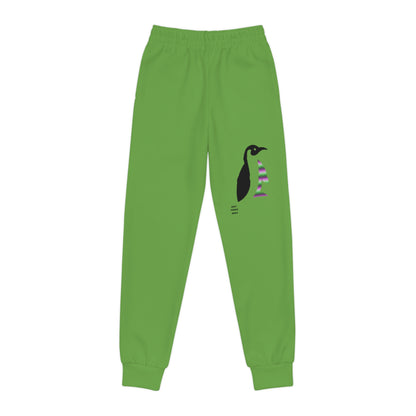 Youth Joggers: Crazy Penguin World Logo Green