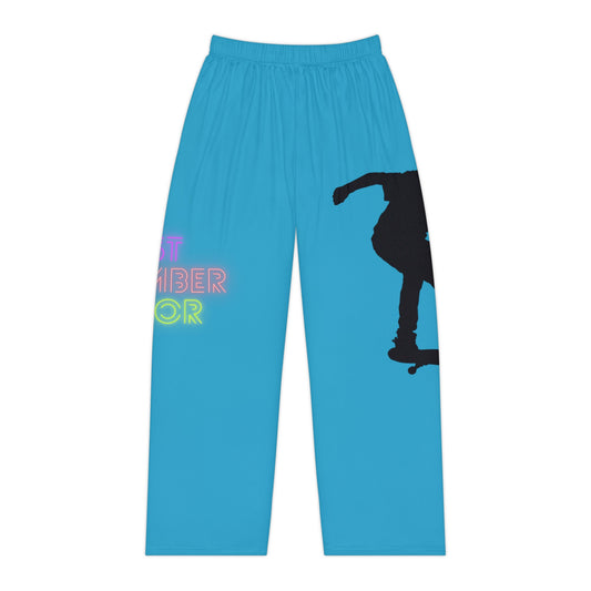 Pambabaeng Pajama Pants: Skateboarding Turquoise 