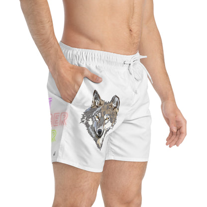 Swim Trunks: Wolves White