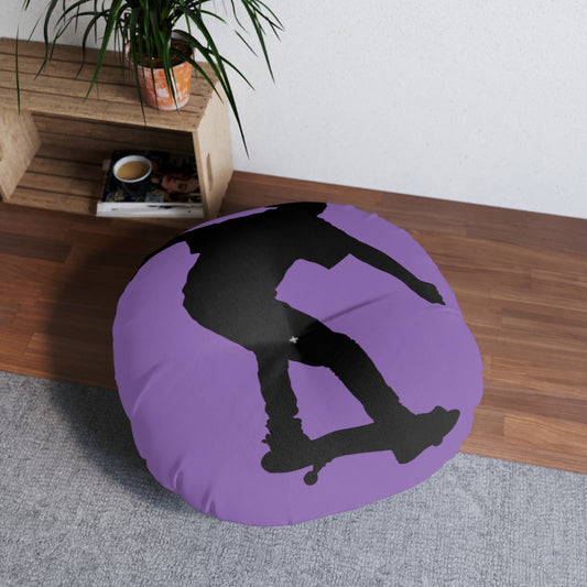 Tufted Floor Pillow, Round: Skateboarding Lite Purple