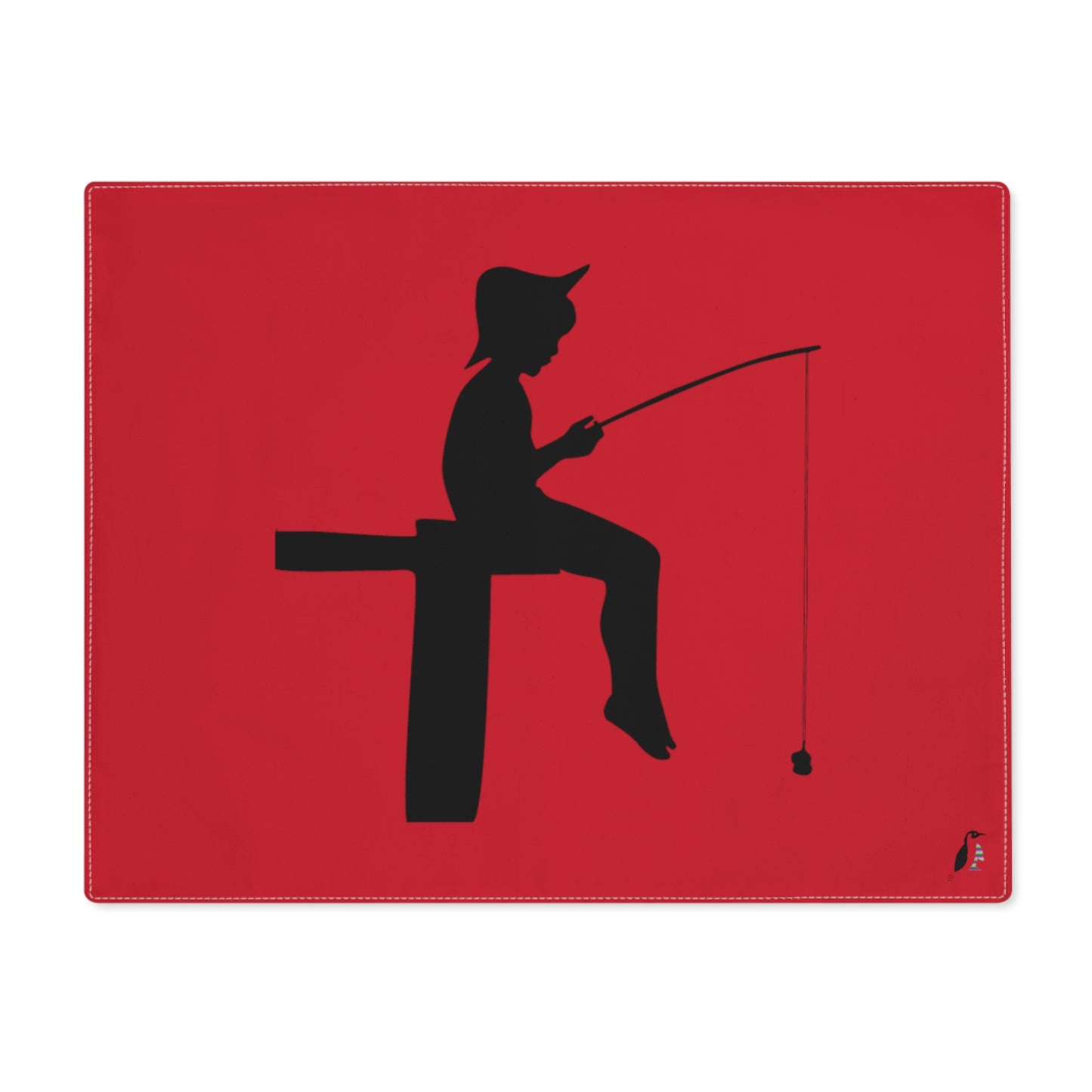 Placemat, 1pc: Fishing Dark Red