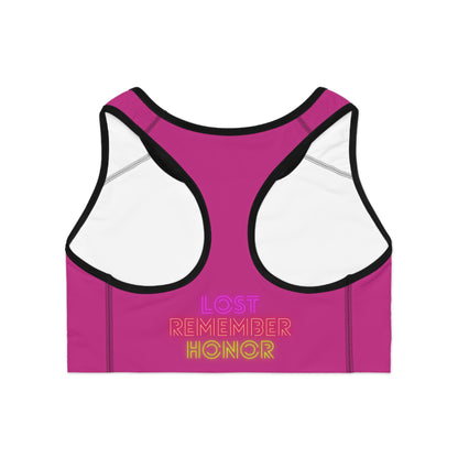 Sports Bra: Crazy Penguin World Logo Pink