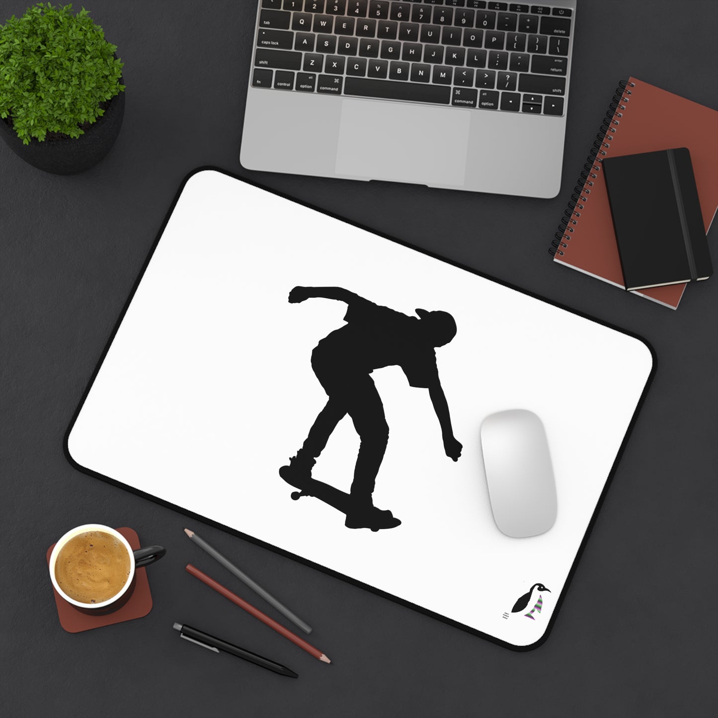 Desk Mat: Skateboarding White