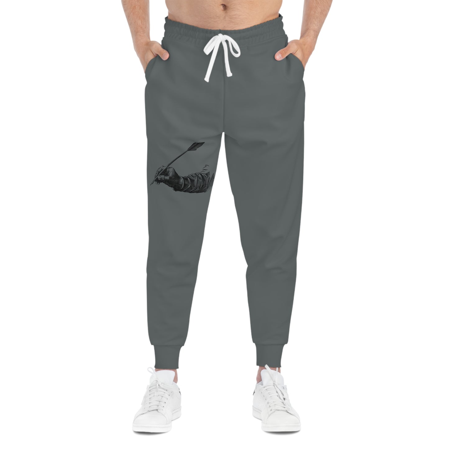 Athletic Joggers: Writing Dark Grey