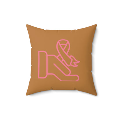 Spun Polyester Square Pillow: Fight Cancer Lite Brown