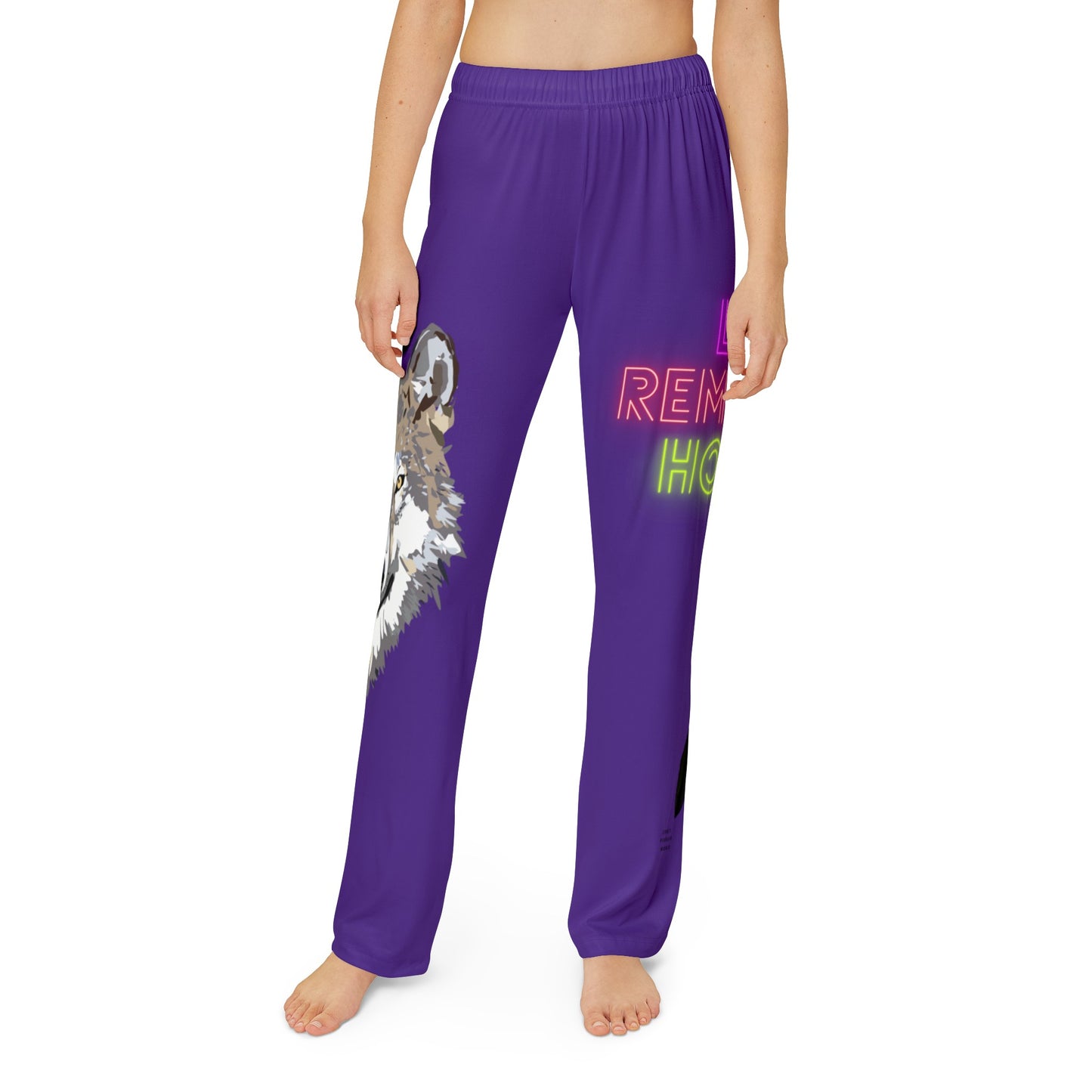 Kids Pajama Pants: Wolves Purple