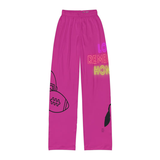 Kids Pajama Pants: Football Pink