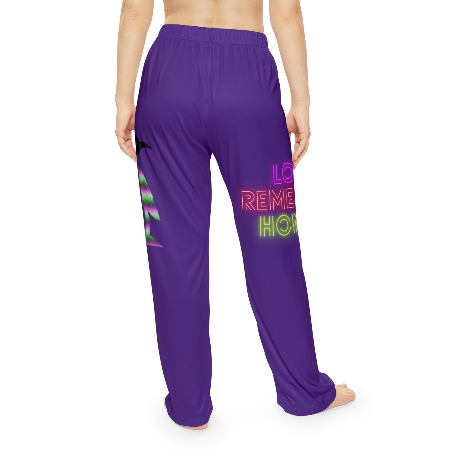 Women's Pajama Pants: Crazy Penguin World Logo Purple