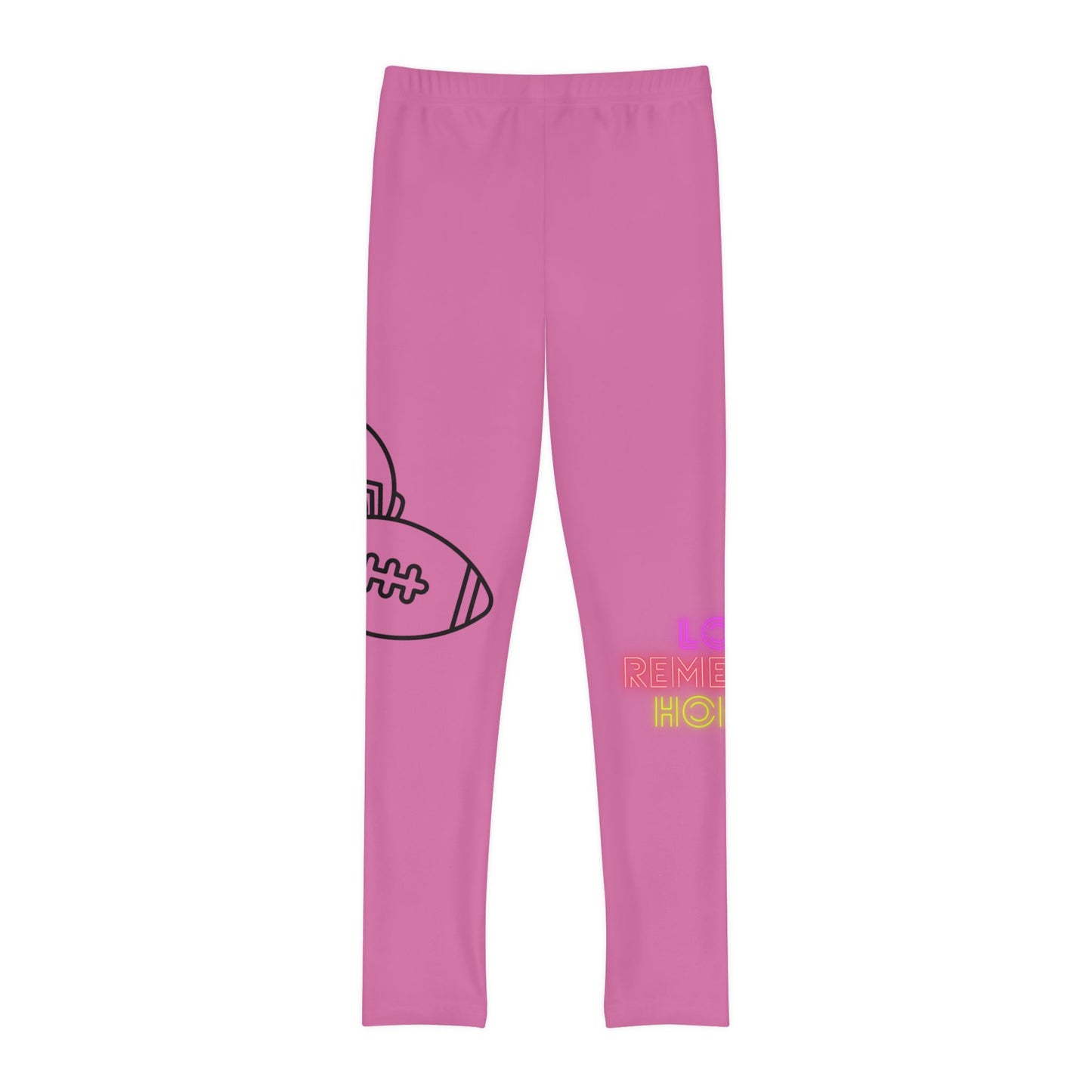 Youth Full-Length Leggings: Football Lite Pink