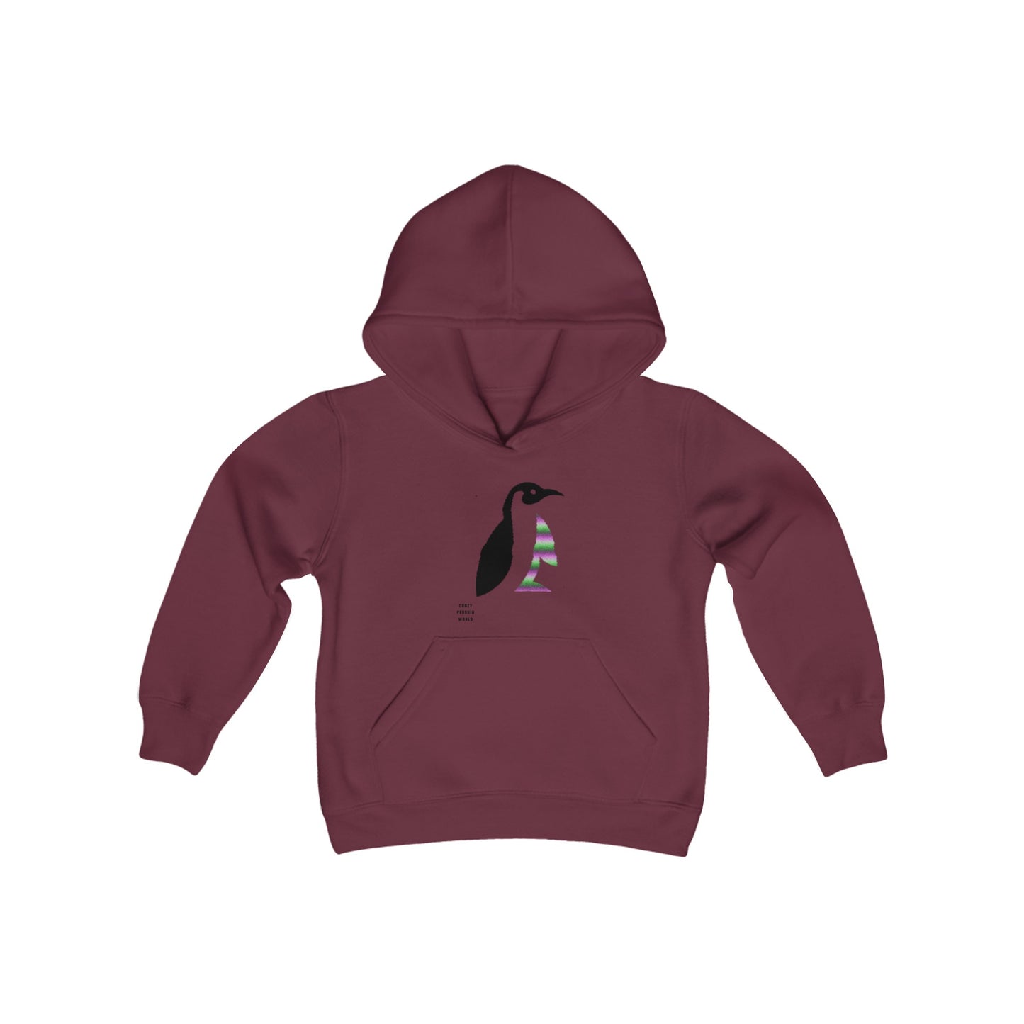 Youth Heavy Blend Hooded Sweatshirt: Crazy Penguin World Logo 