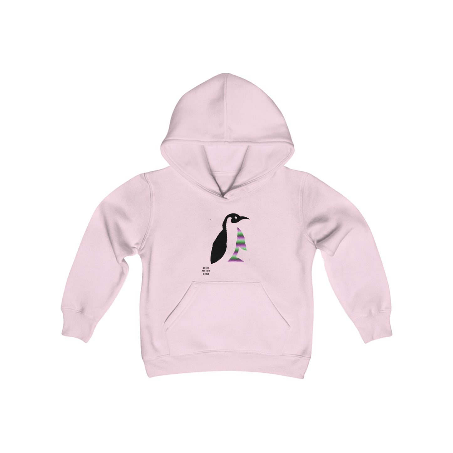 Youth Heavy Blend Hooded Sweatshirt: Crazy Penguin World Logo 