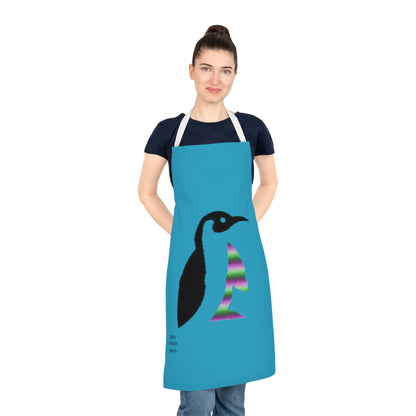 Adult Apron: Crazy Penguin World Logo Turquoise