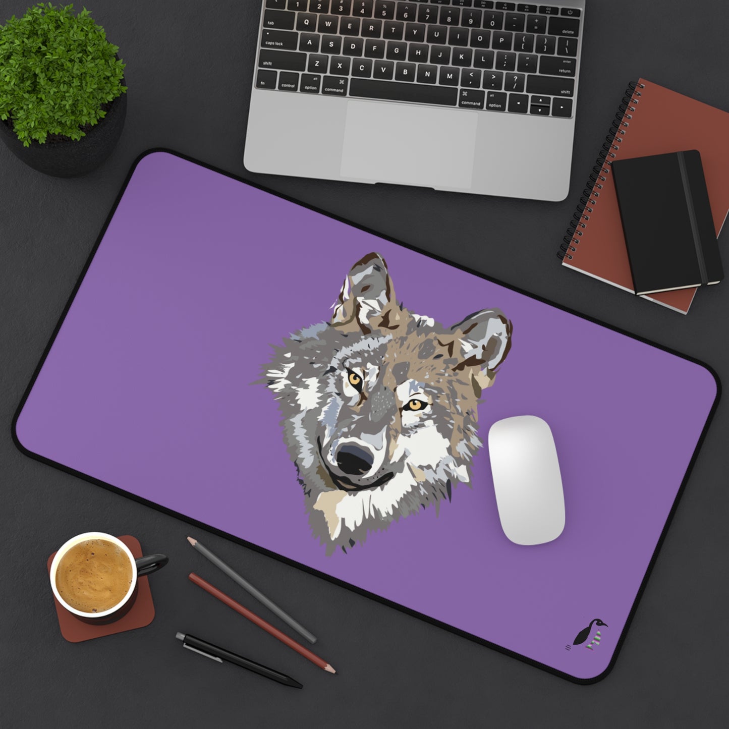 Desk Mat: Wolves Lite Purple