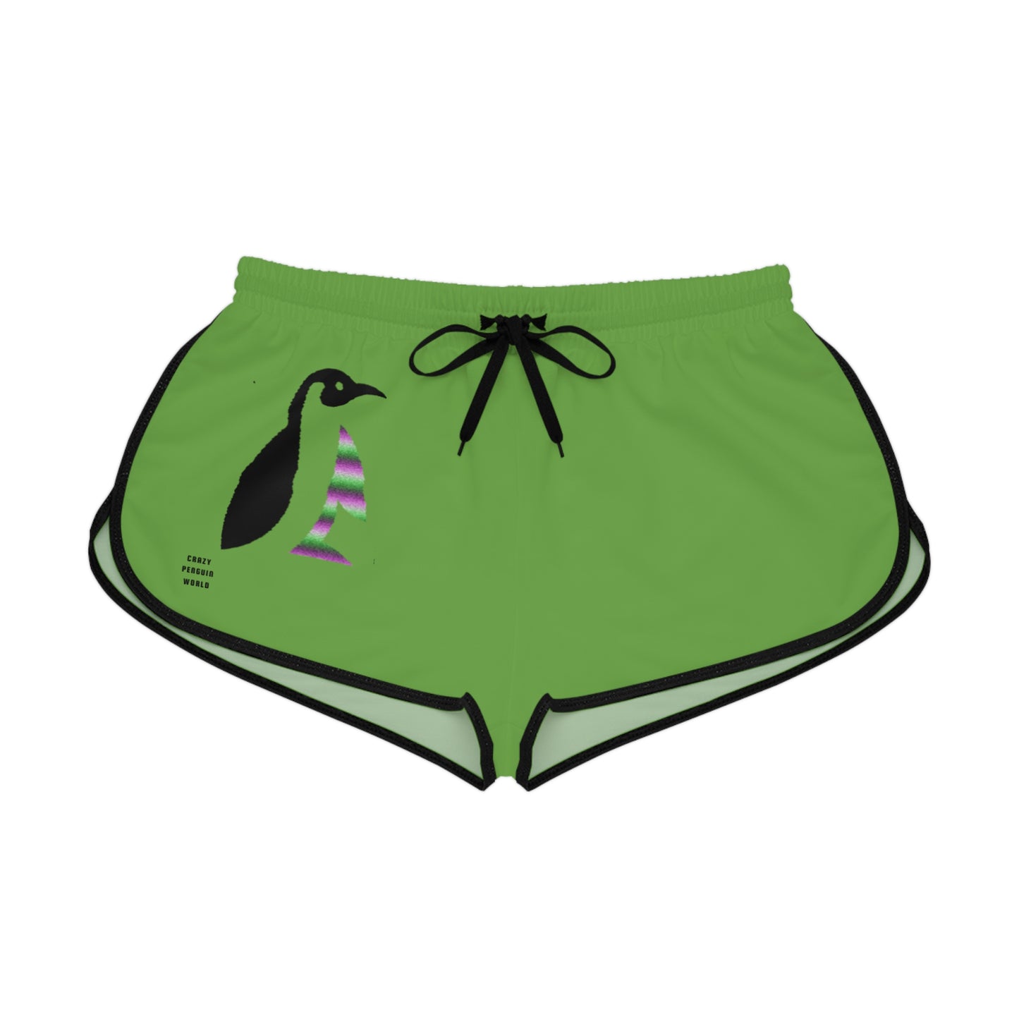 Women's Relaxed Shorts: Crazy Penguin World Logo Green