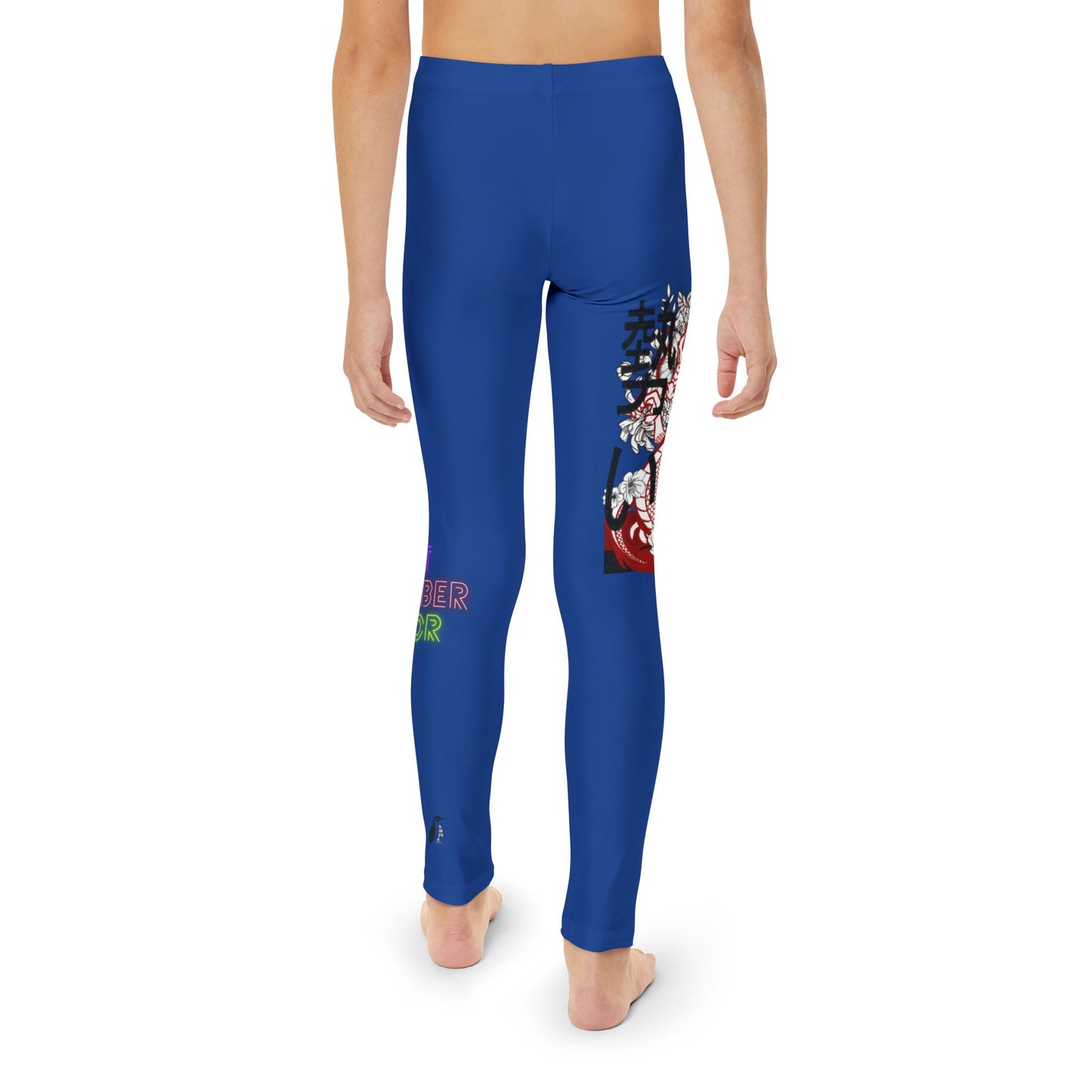 Youth Full-Length Leggings: Dragons Dark Blue