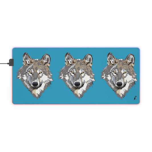 LED Gaming Mouse Pad: Wolves Turquoise