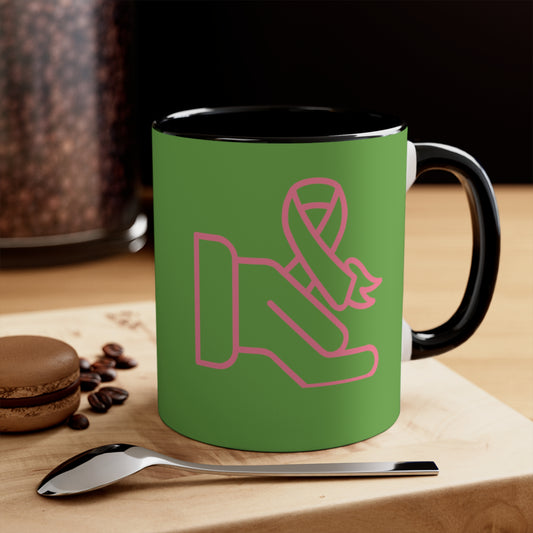 Accent Coffee Mug, 11oz: Fight Cancer Green