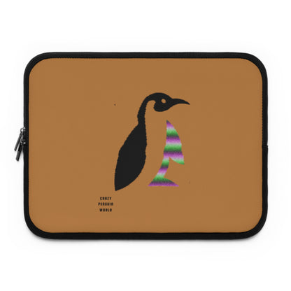 Laptop Sleeve: Crazy Penguin World Logo Lite Brown